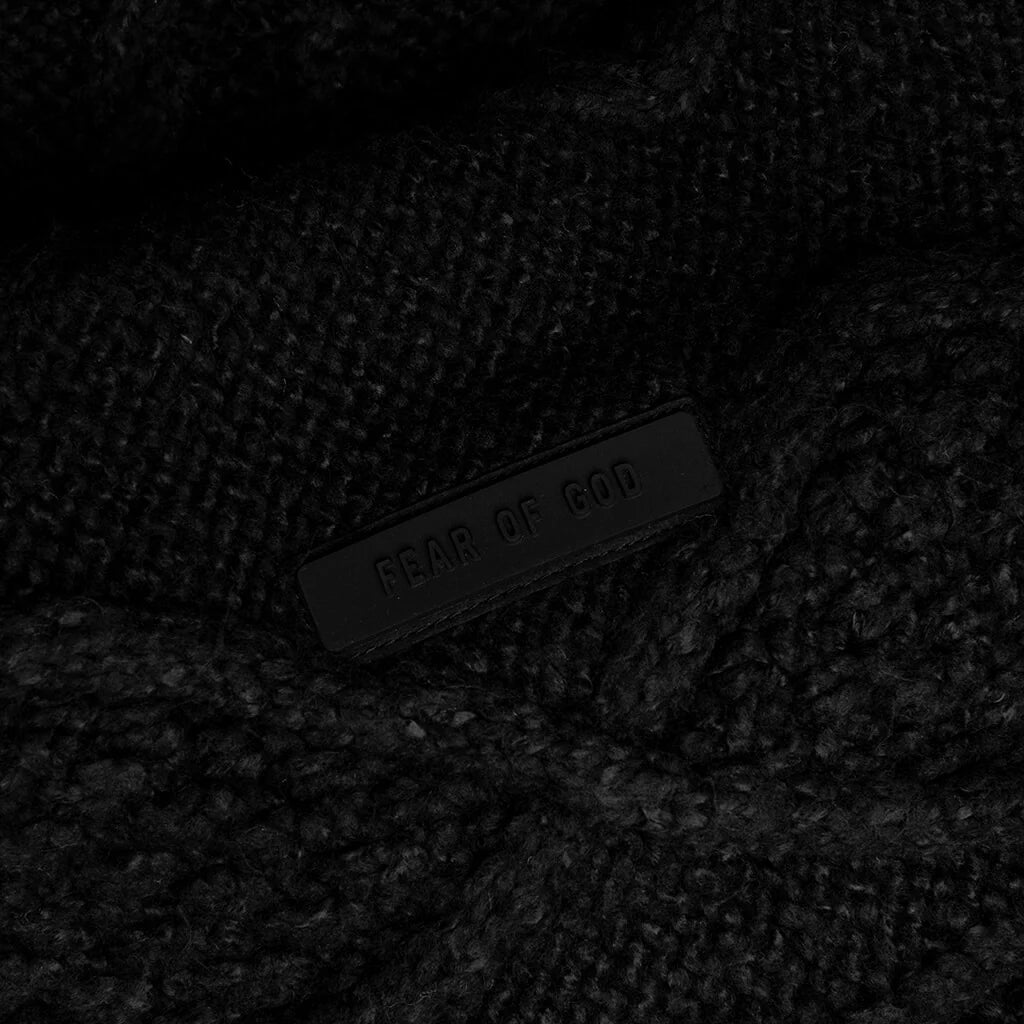 Cable Knit Hoodie Jet Black