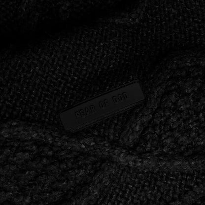 Cable Knit Hoodie Jet Black