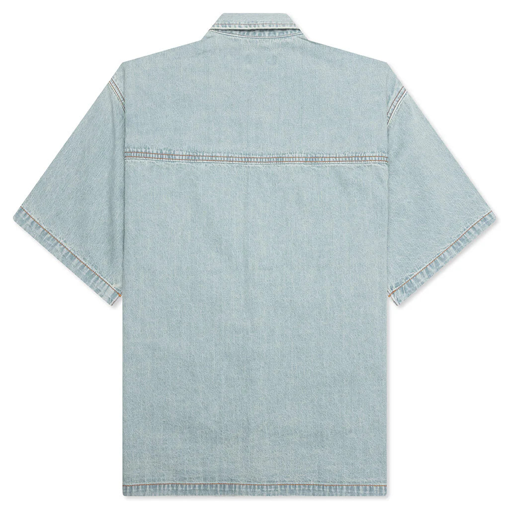 Blue Dog S S Cropped Fit Woven Shirt Blueberry Haze