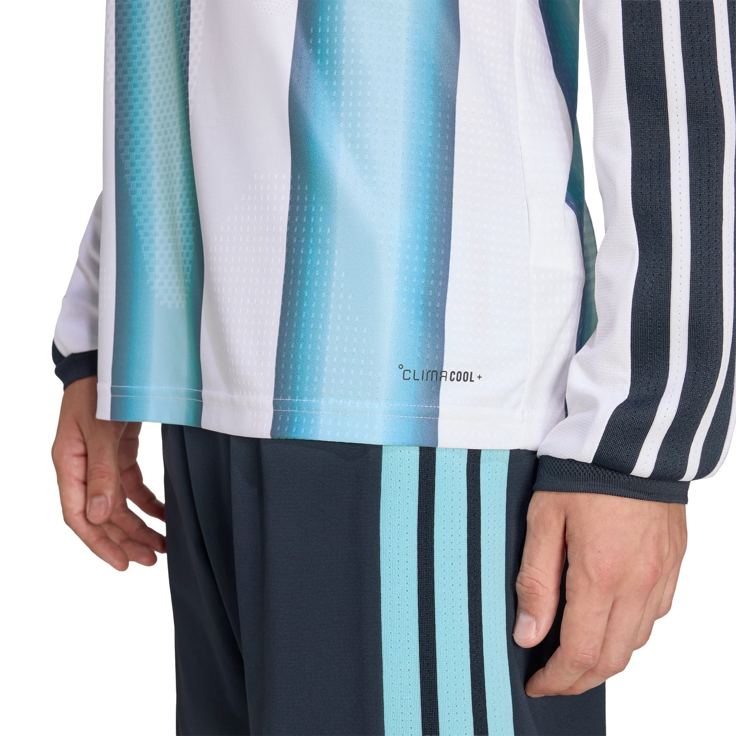 adidas Argentina Home Authentic Long Sleeve Mens Soccer Jersey 26 White Blue