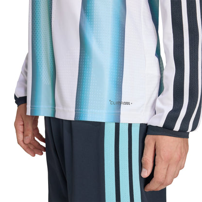 adidas Argentina Home Authentic Long Sleeve Mens Soccer Jersey 26 White Blue