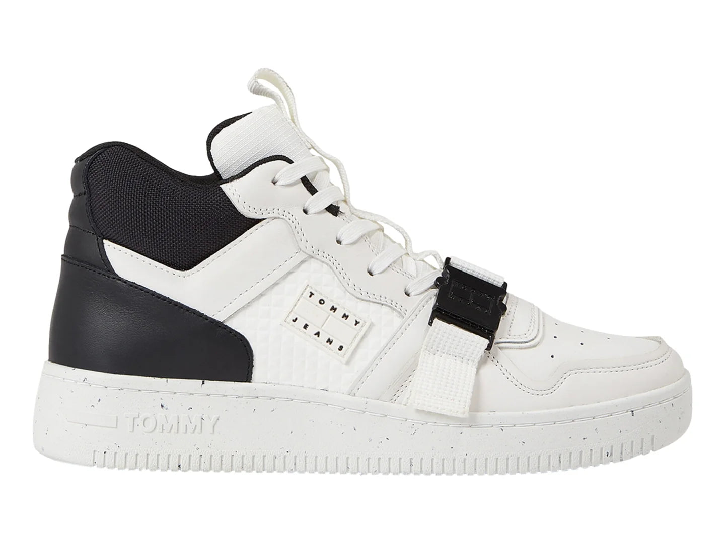 Tenis Tommy Hilfiger TJM Basket Leather Mid Blanco y Negro para Hombre