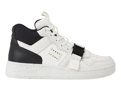 Tenis Tommy Hilfiger TJM Basket Leather Mid Blanco y Negro para Hombre