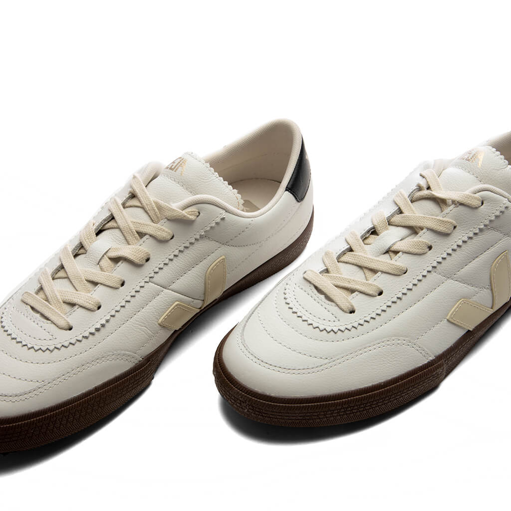 Womens Panenka Leather White Black Bark