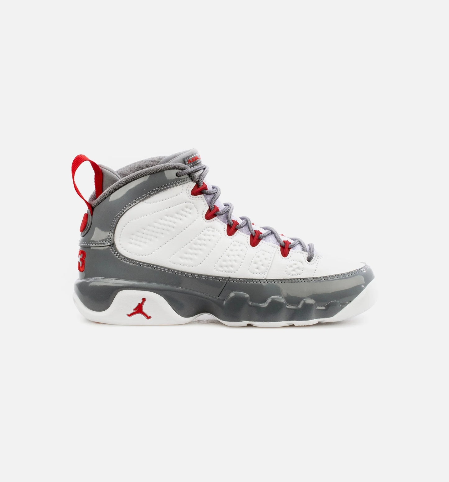 Air Jordan 9 Retro Fire Red Grade School Lifestyle Shoe White Red Free Shipping
