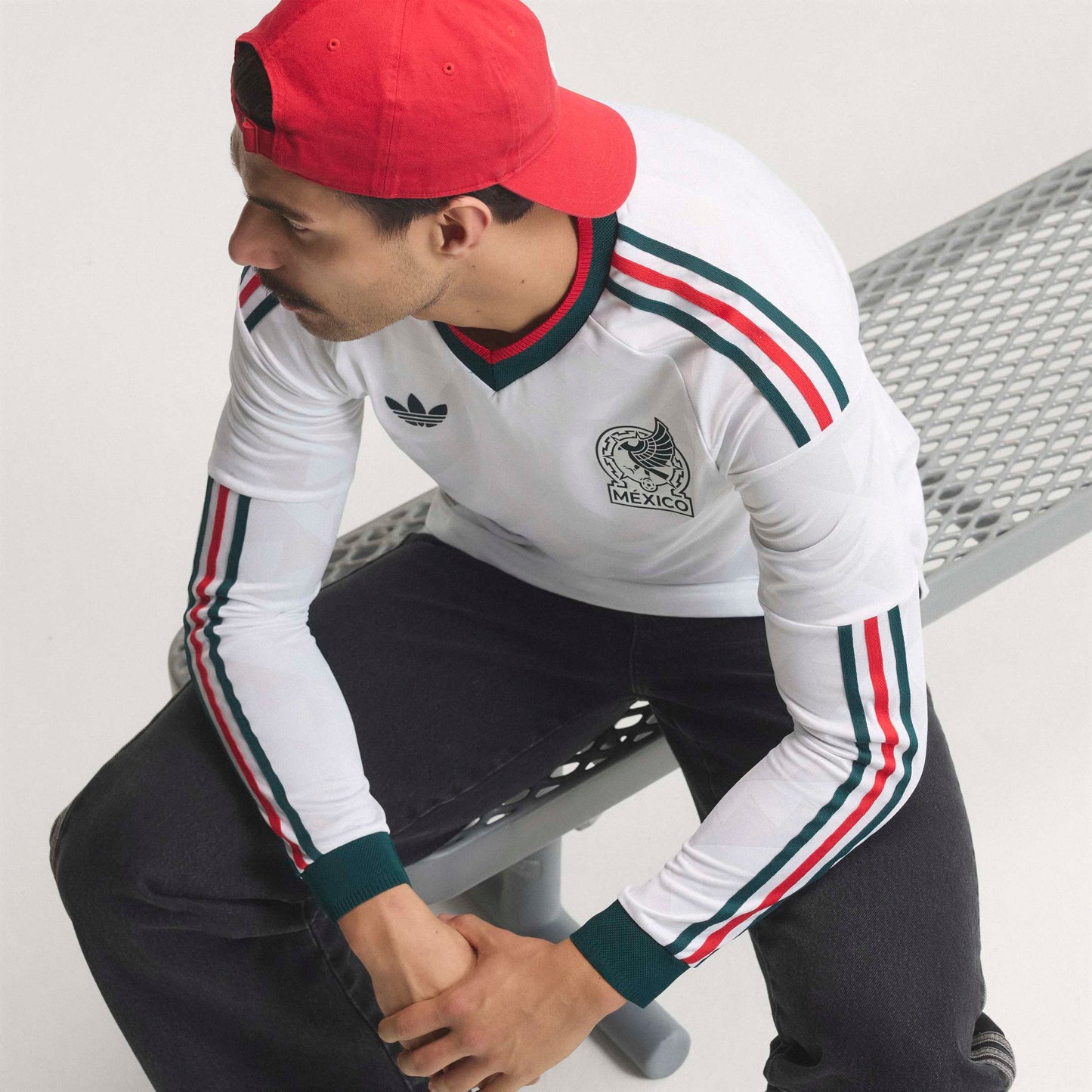 adidas Mexico Away Authentic Long Sleeve Mens Soccer Jersey 2026 White