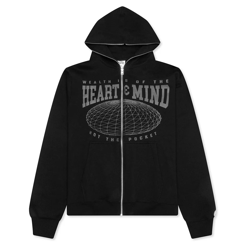 HMU Zip Front Hoodie Black