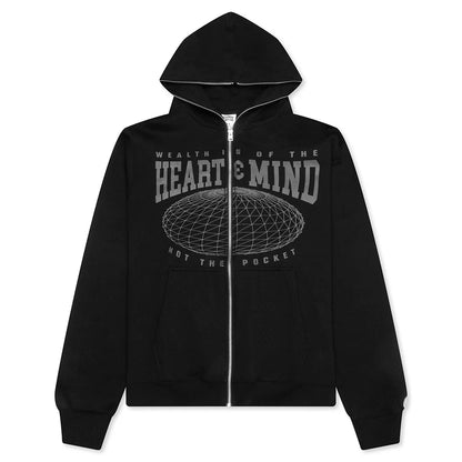 HMU Zip Front Hoodie Black