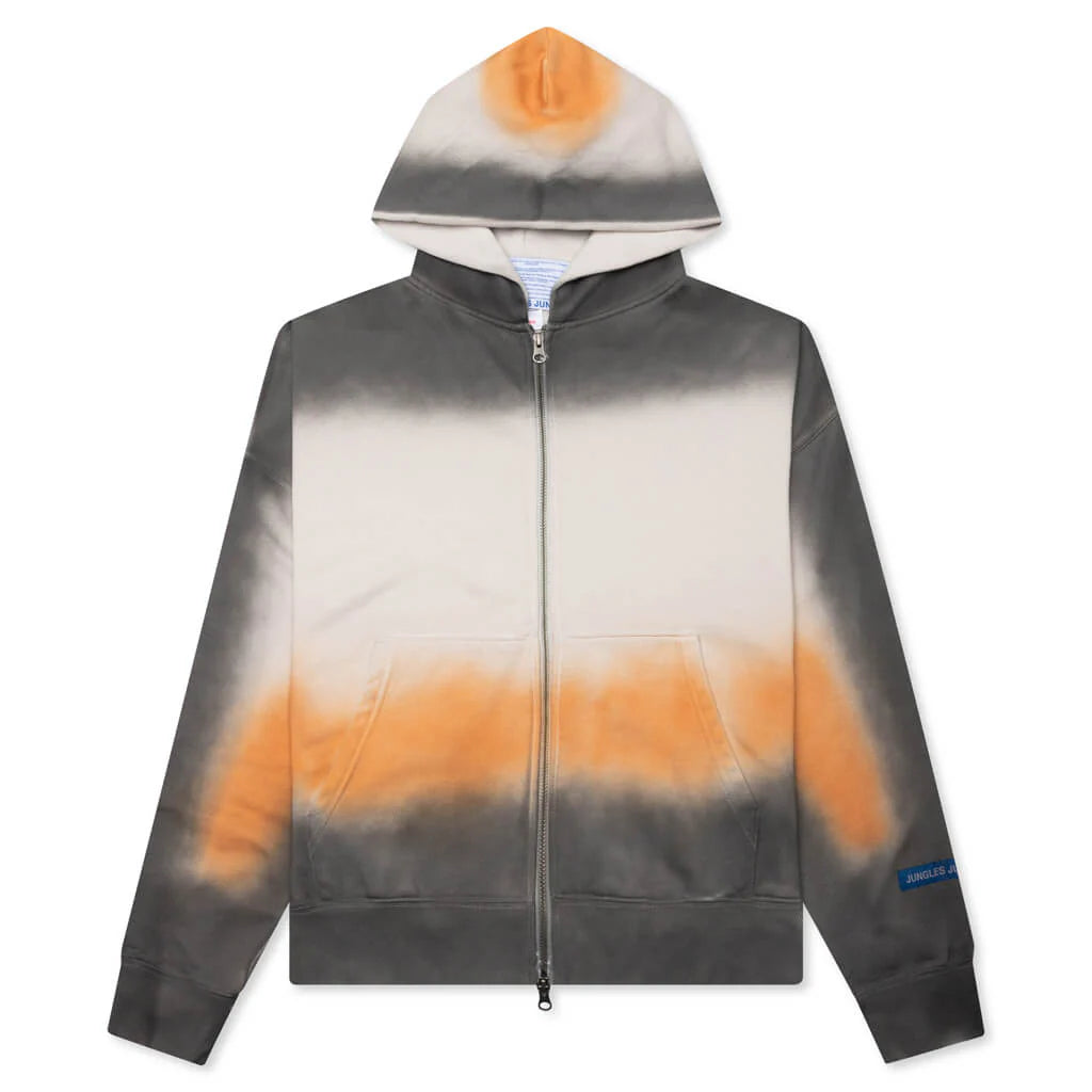 Spray Dyed Zip Thru Hoodie Grey Dyed