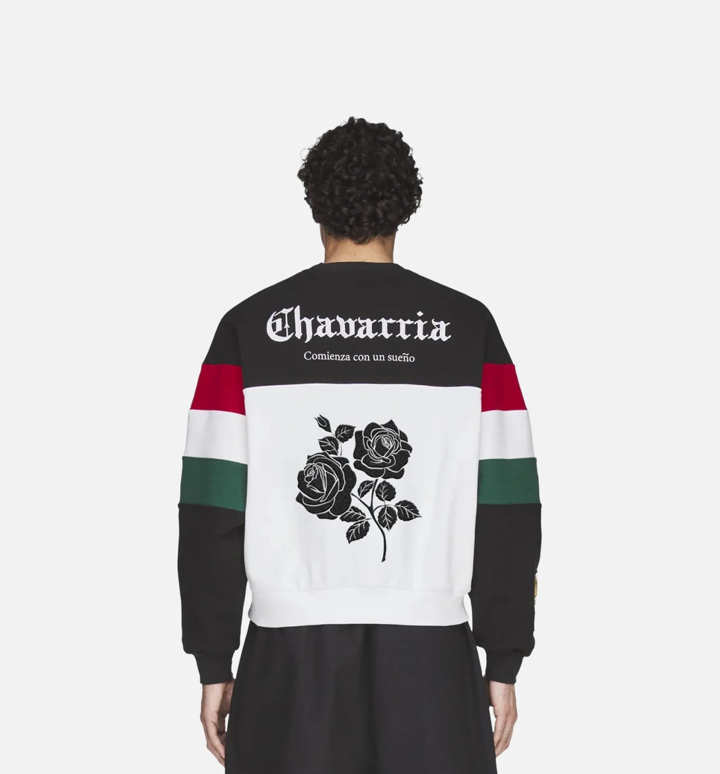 Chavarria Fleece Crewneck Mens Sweatshirt Black White