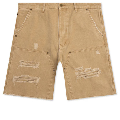 Ryan Double Knee Shorts Washed Brown