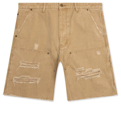 Ryan Double Knee Shorts Washed Brown