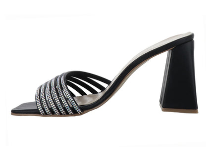 Sandalias ROZE Negro con Pedrería para Mujer