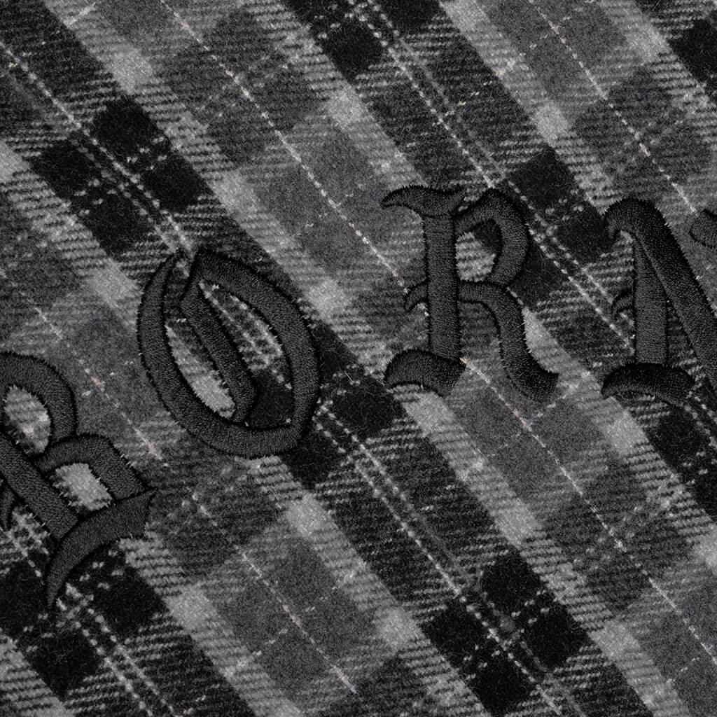 Embroidered Flannel Shirt Jacket Black