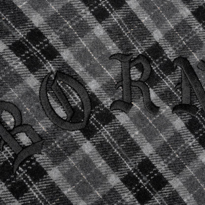Embroidered Flannel Shirt Jacket Black
