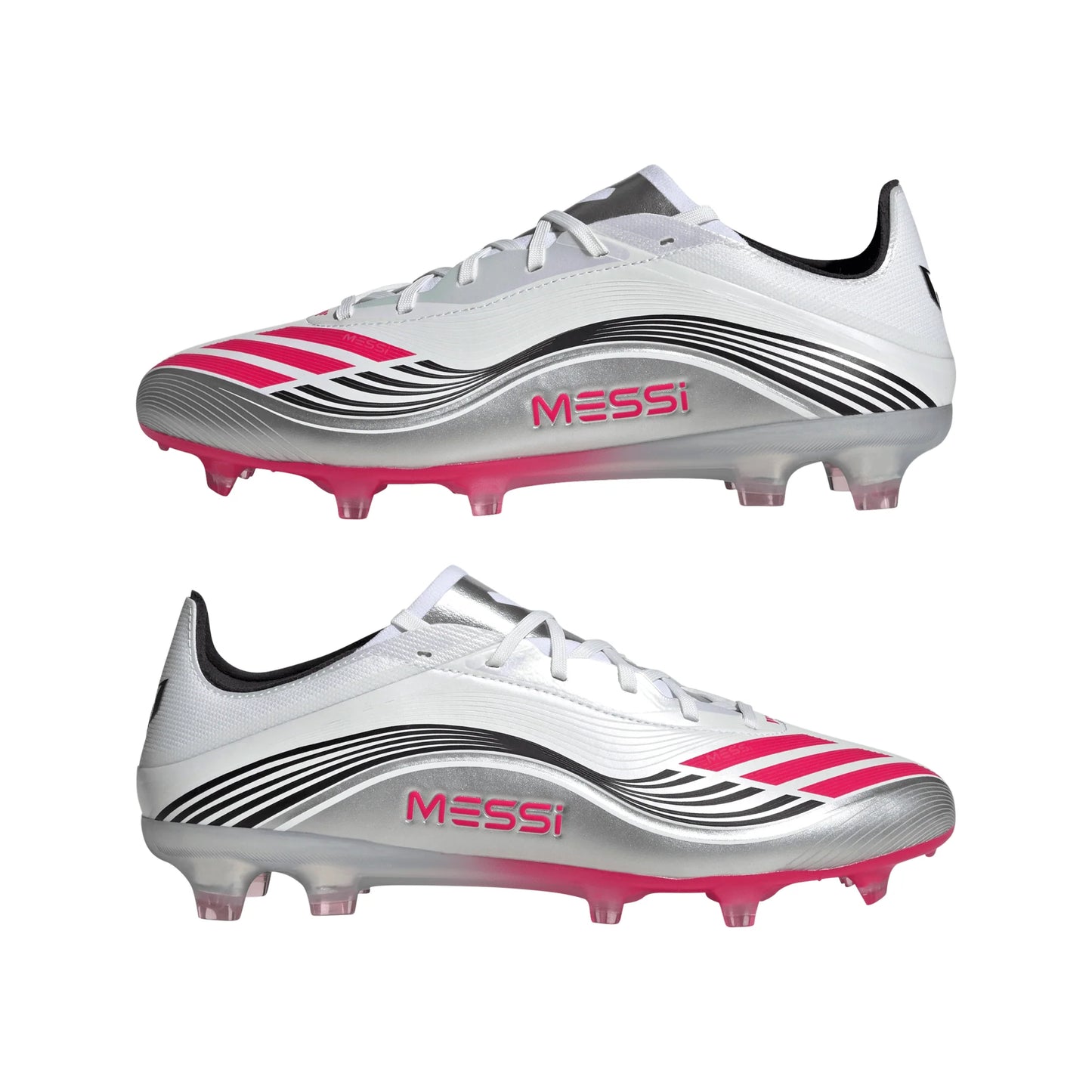 adidas F50 Messi Pro Firm Ground Soccer Cleats White Red Silver