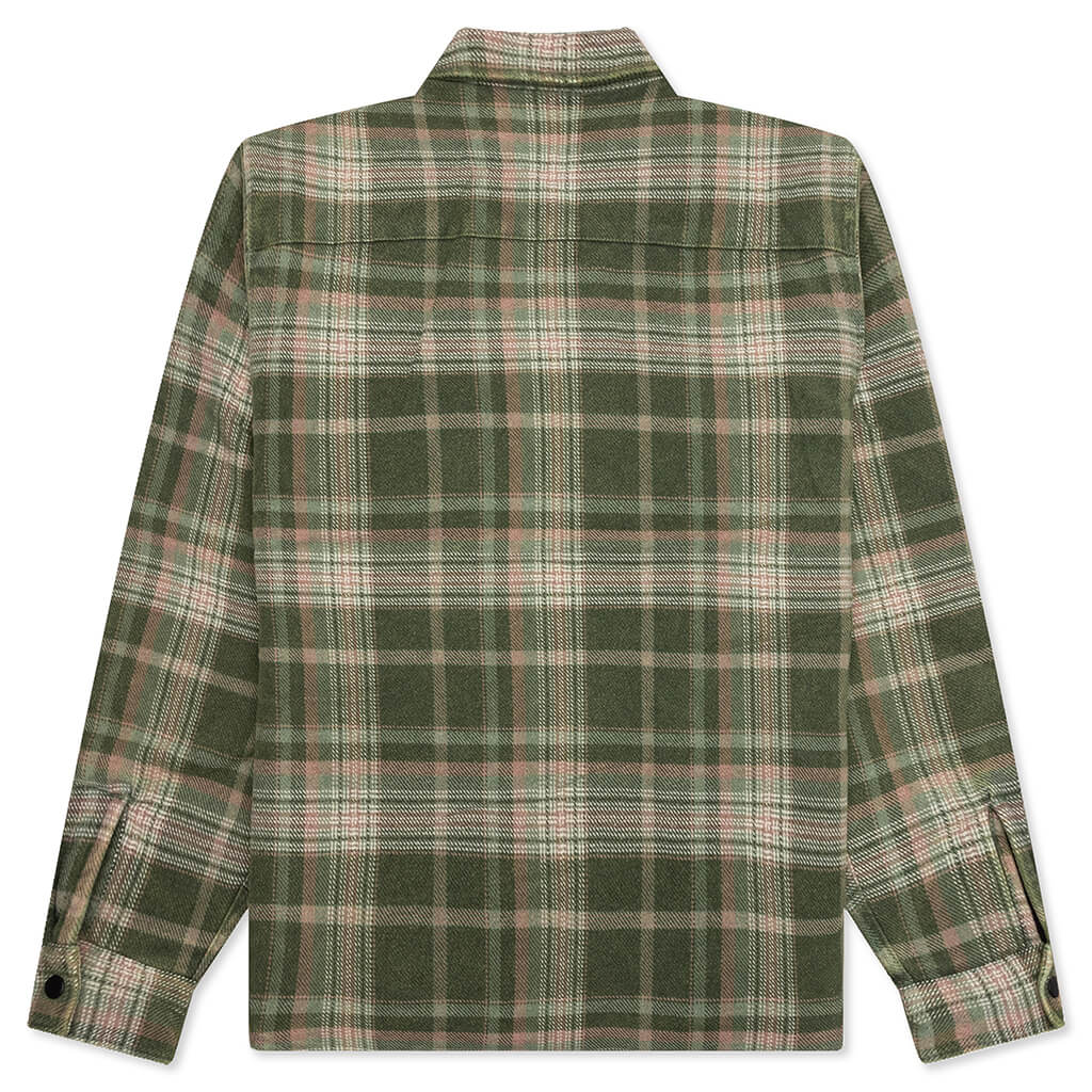 Heavy Washed Plaid Shirt Green
