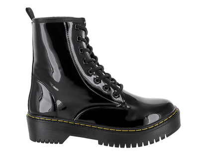 Botas de Combate MELIANA Charol Negro para Mujer