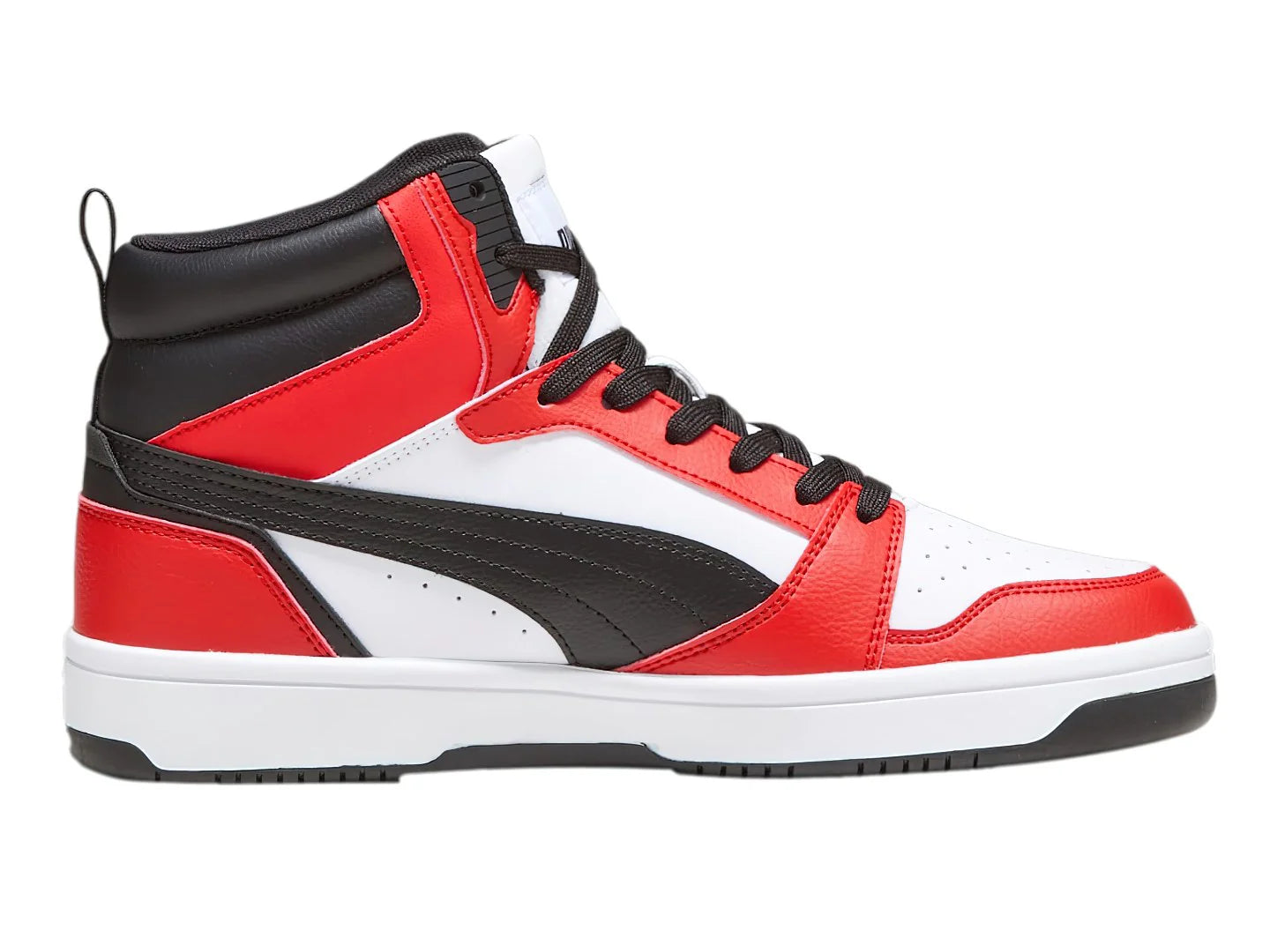 Tenis PUMA Rebound V6 Blanco Negro Rojo para Hombre