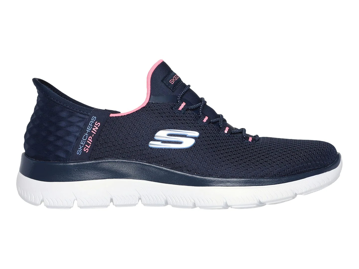 Tenis Skechers Summits Azul Marino y Rosa para Mujer
