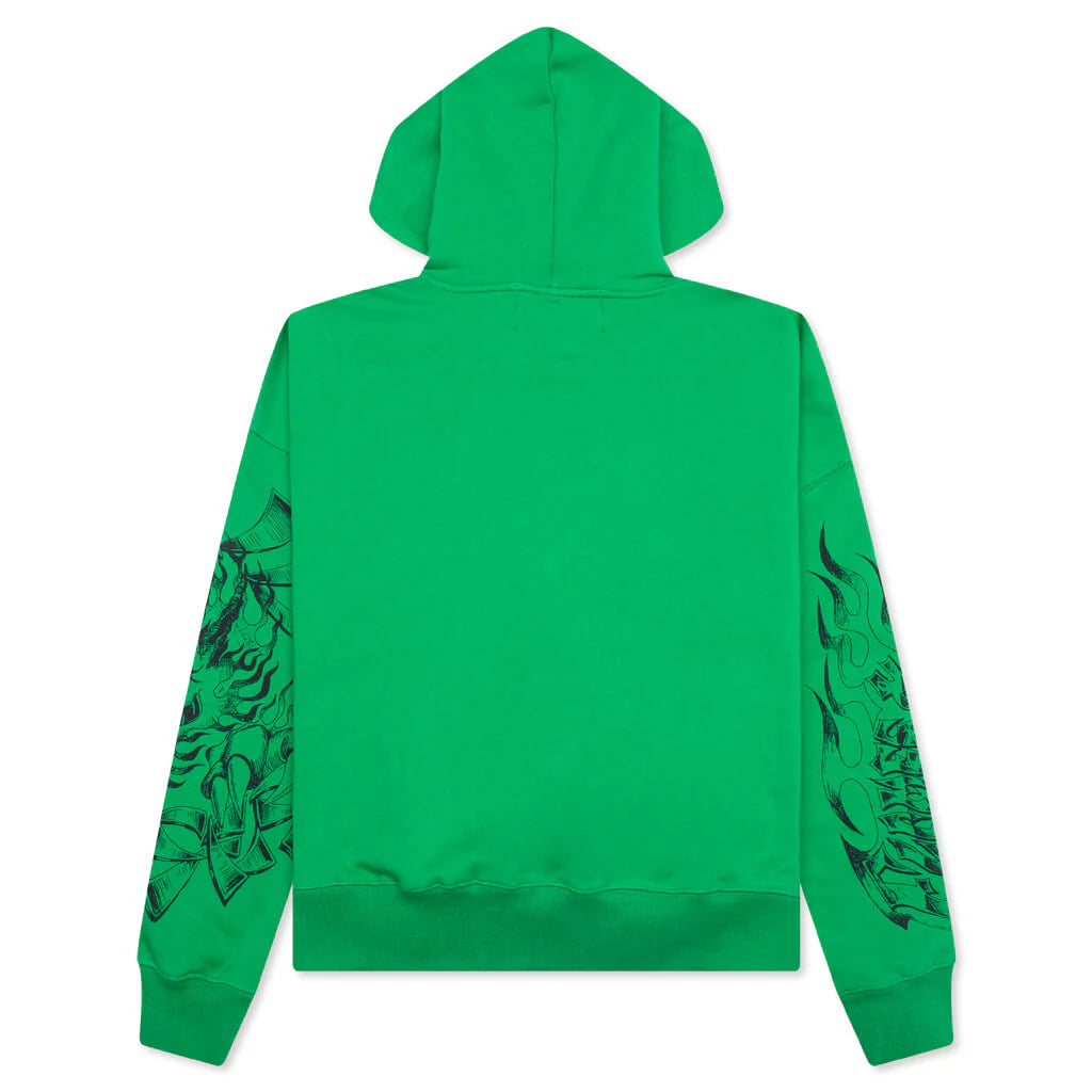 Flames N Stuff Hoodie Spray Fade Green