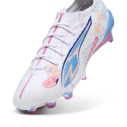 PUMA Ultra 5 Ultimate Vol UP FG Firm Ground Soccer Cleats White Luminous Blue
