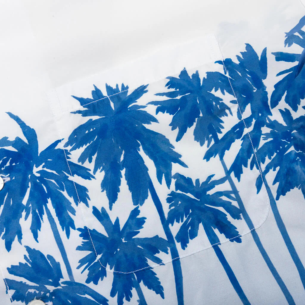 Palm Tree Hawaiian S S Shirt Blue