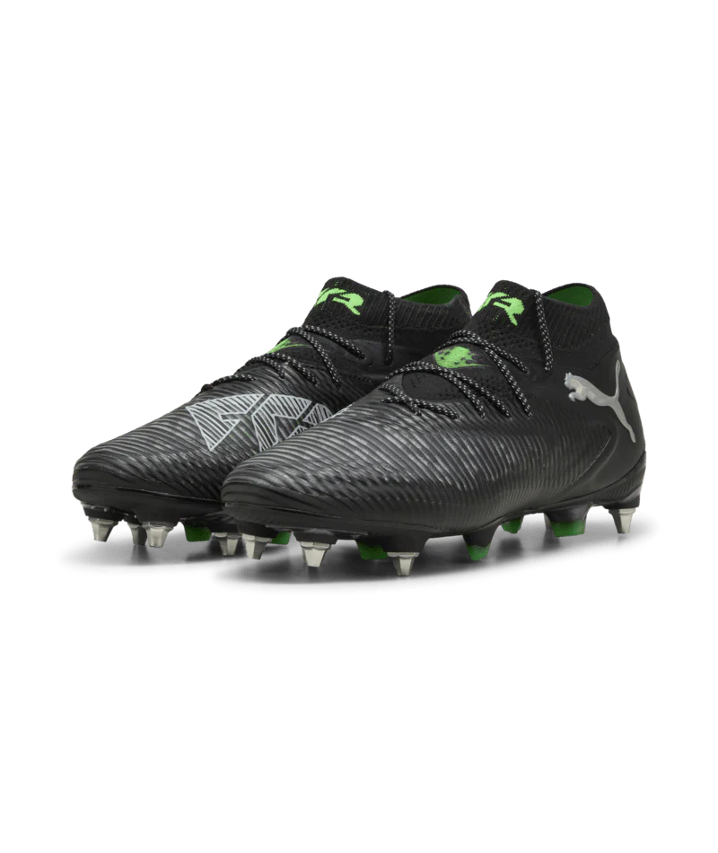 PUMA Future 8 Ultimate Mxsg Soft Ground Soccer Cleats Black Cool Light Grey Fluo Green