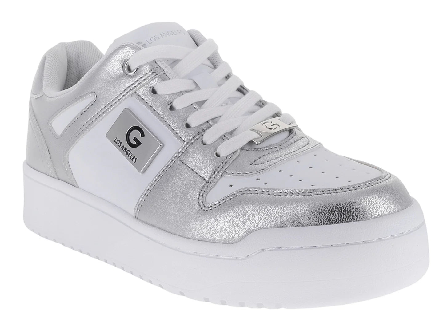 Tenis GBG Blanco y Plateado para Mujer