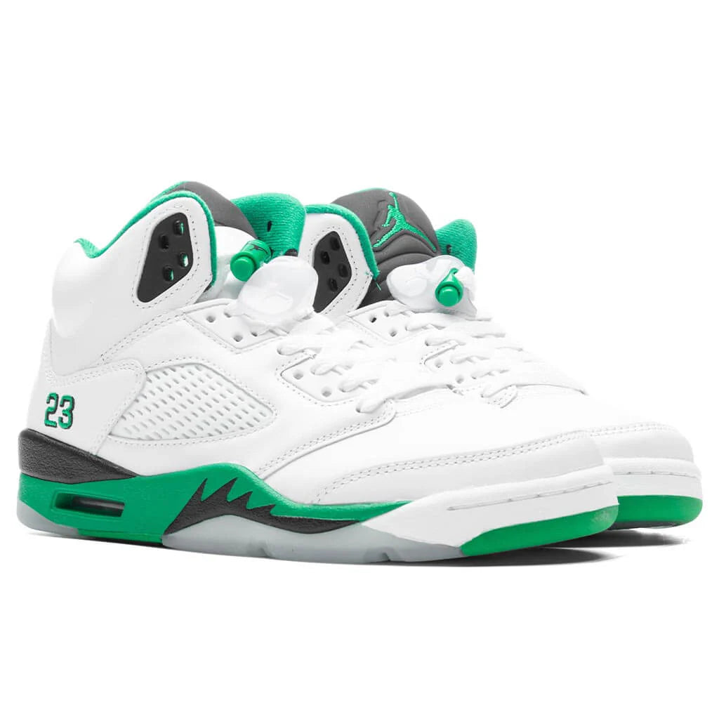 Womens Air Jordan 5 Retro White Lucky Green Ice Blue