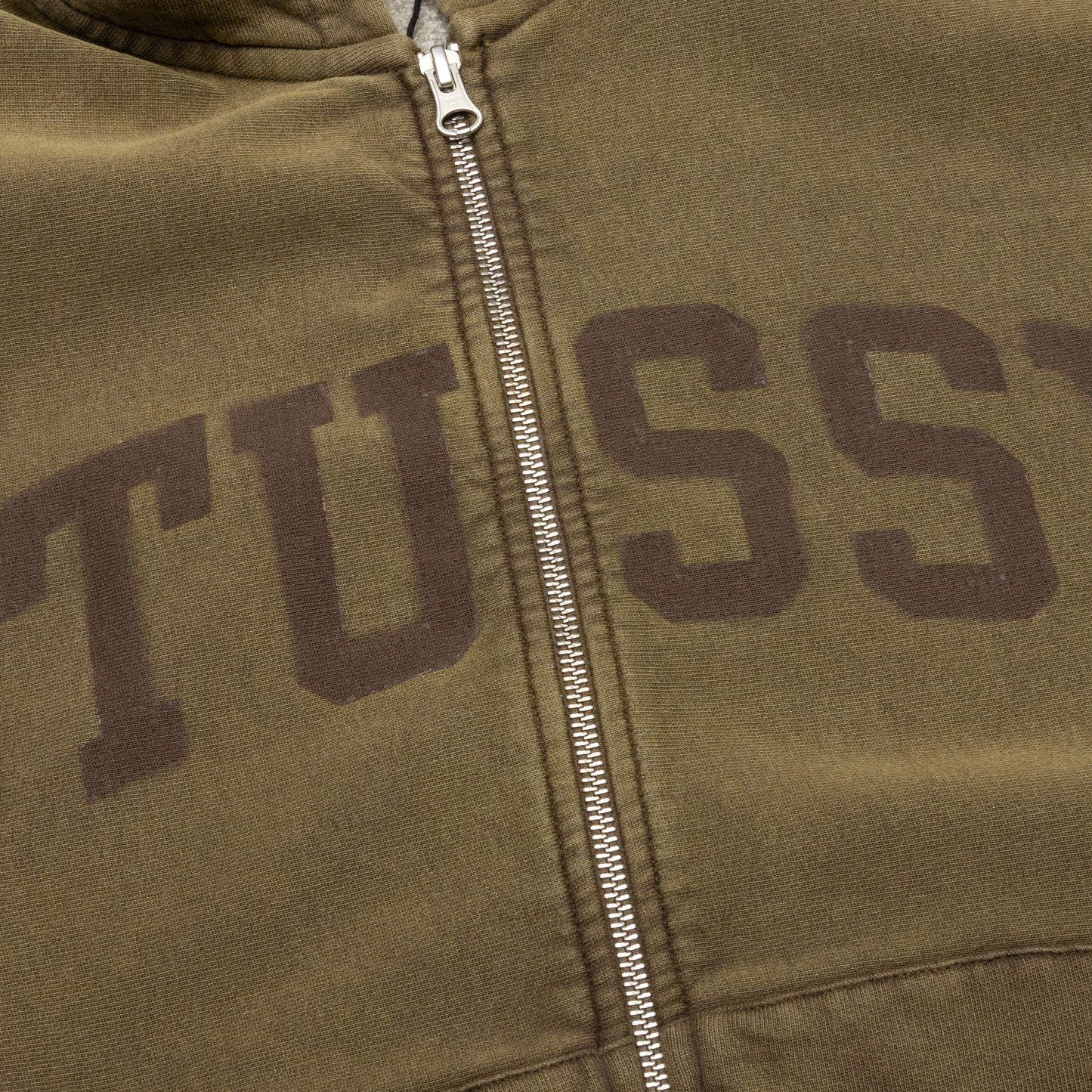 Faded Graphic Zip Hoodie Olive