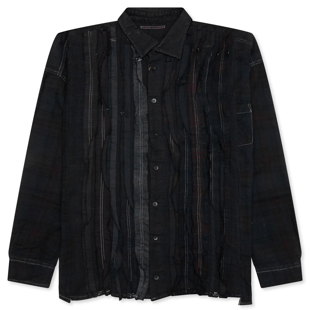 Over Dyed Ribbon Wide Shirt Black