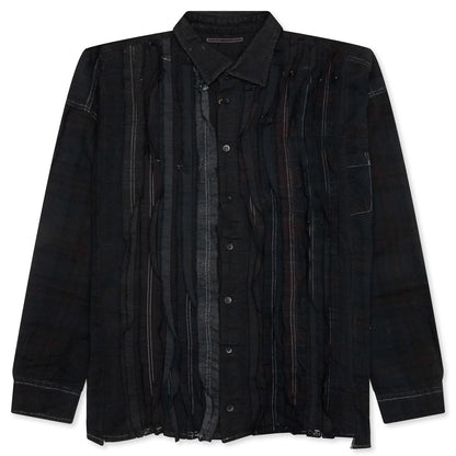 Over Dyed Ribbon Wide Shirt Black