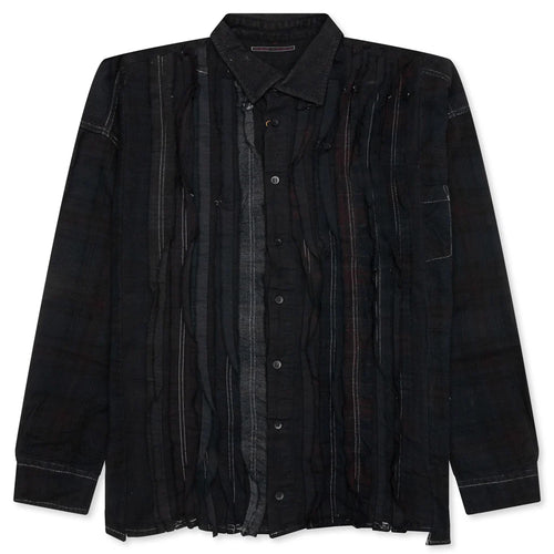 Over Dyed Ribbon Wide Shirt Black