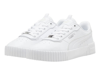 Tenis PUMA Carina 20 Lux Blanco y Plata para Mujer