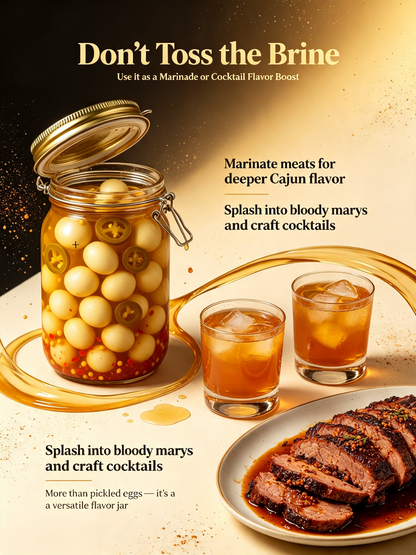 Spicy Cajun Pickled Quail Eggs in Jar, Jalapeño Infused Savory Snack