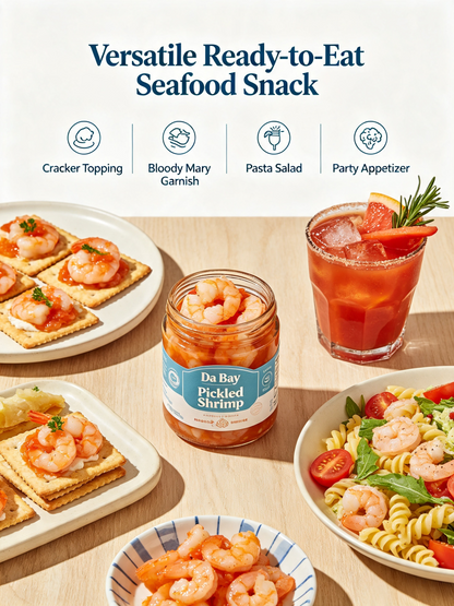 Spicy Pickled Shrimp Jar Ready-to-Eat Marinated Cajun Seafood Snack