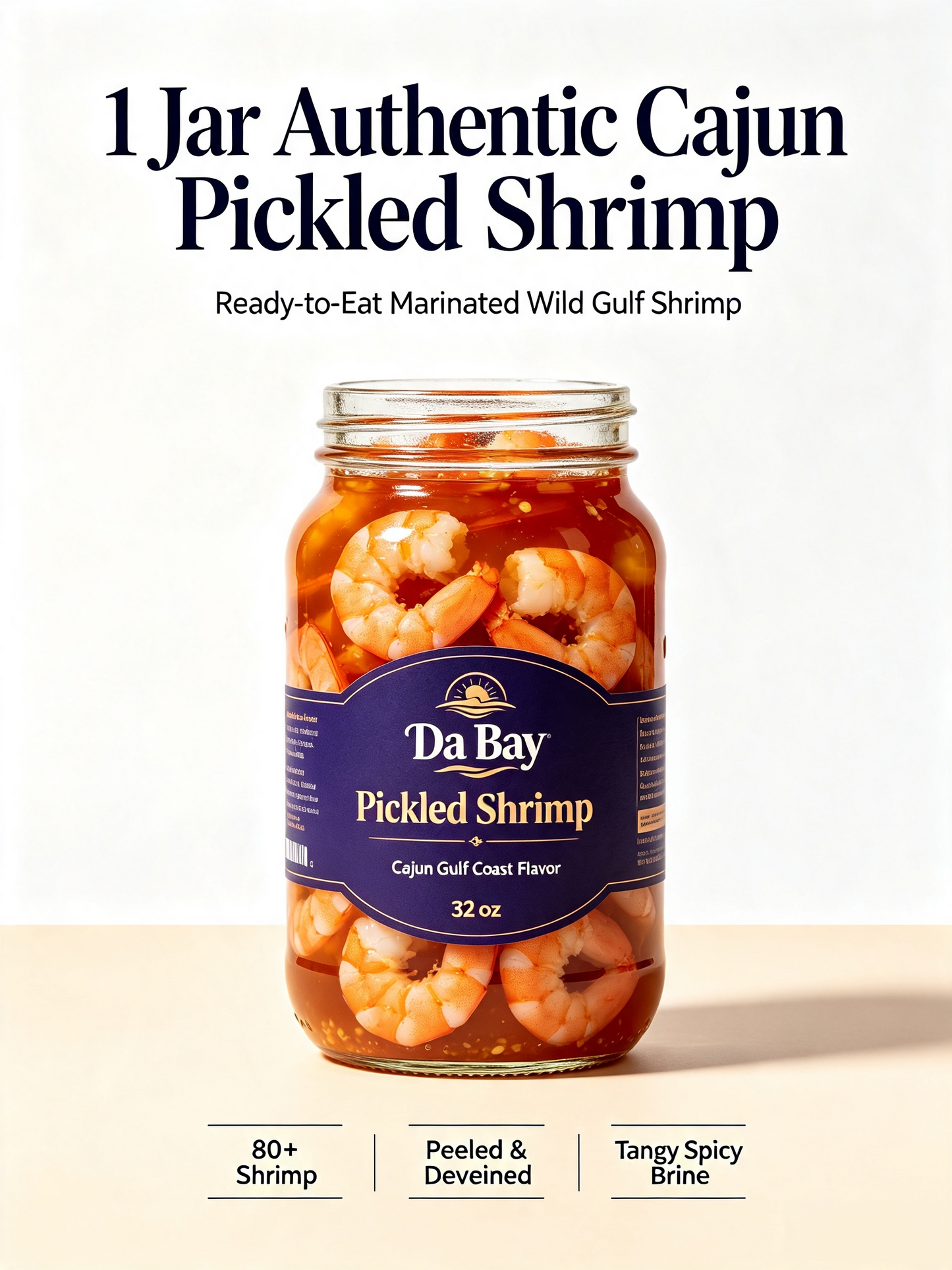Spicy Pickled Shrimp Jar Ready-to-Eat Marinated Cajun Seafood Snack
