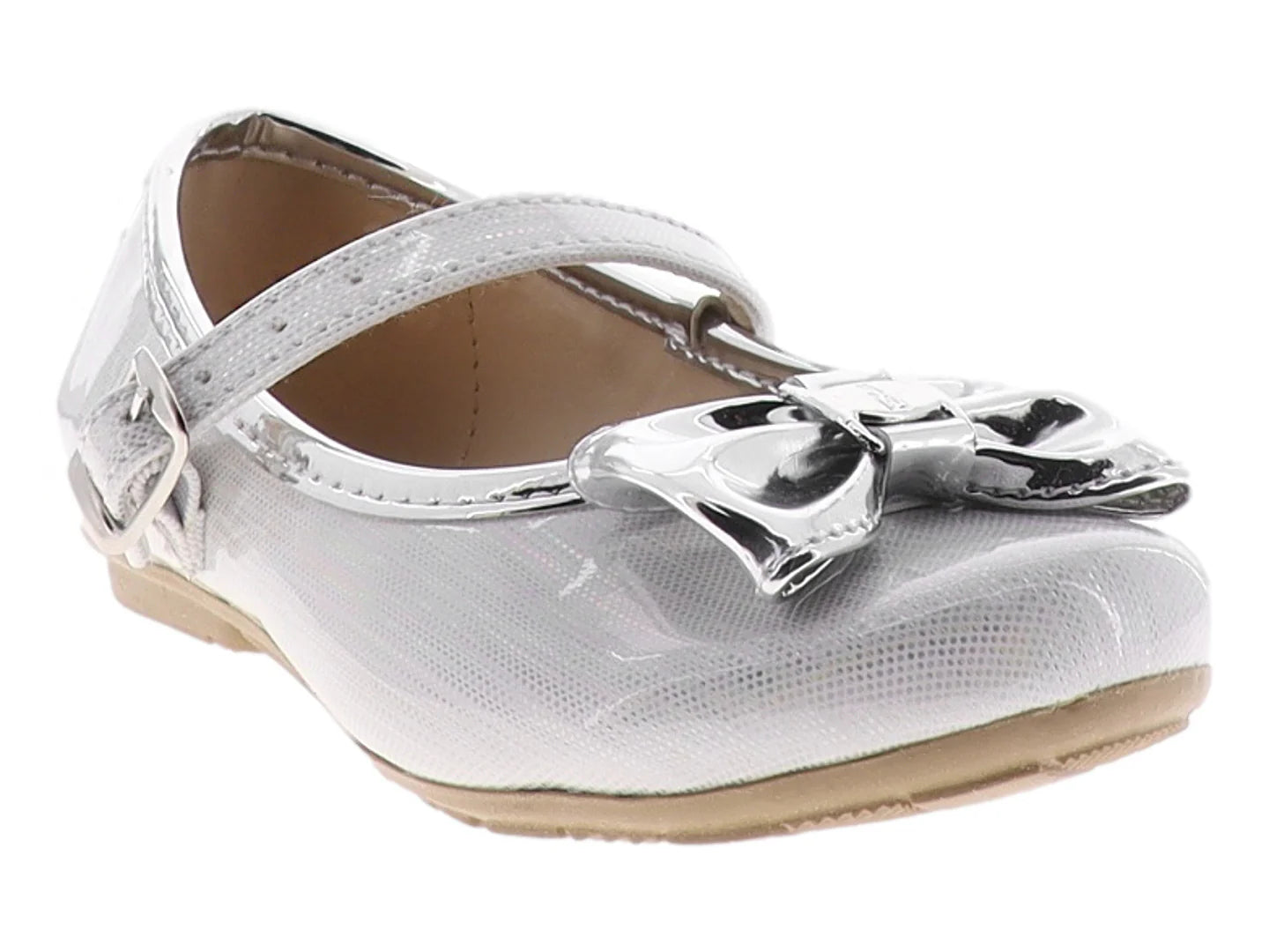 Zapatos Planos Sarele Blanco y Plata para Niña