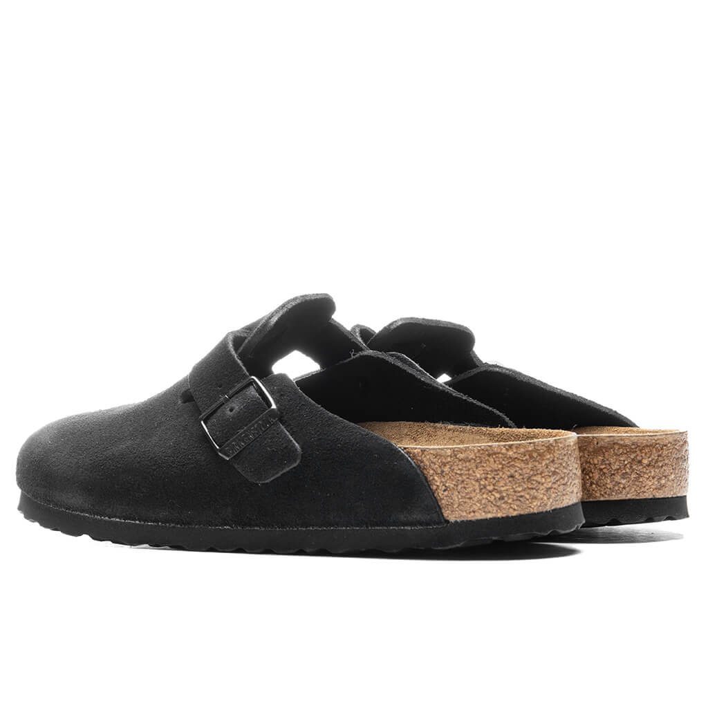Wide Boston Soft Footbed Suede Black