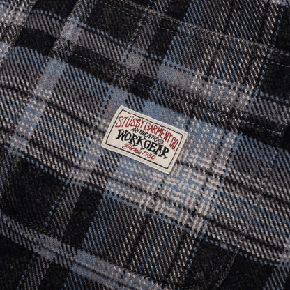Heavy Washed Plaid Shirt Blue