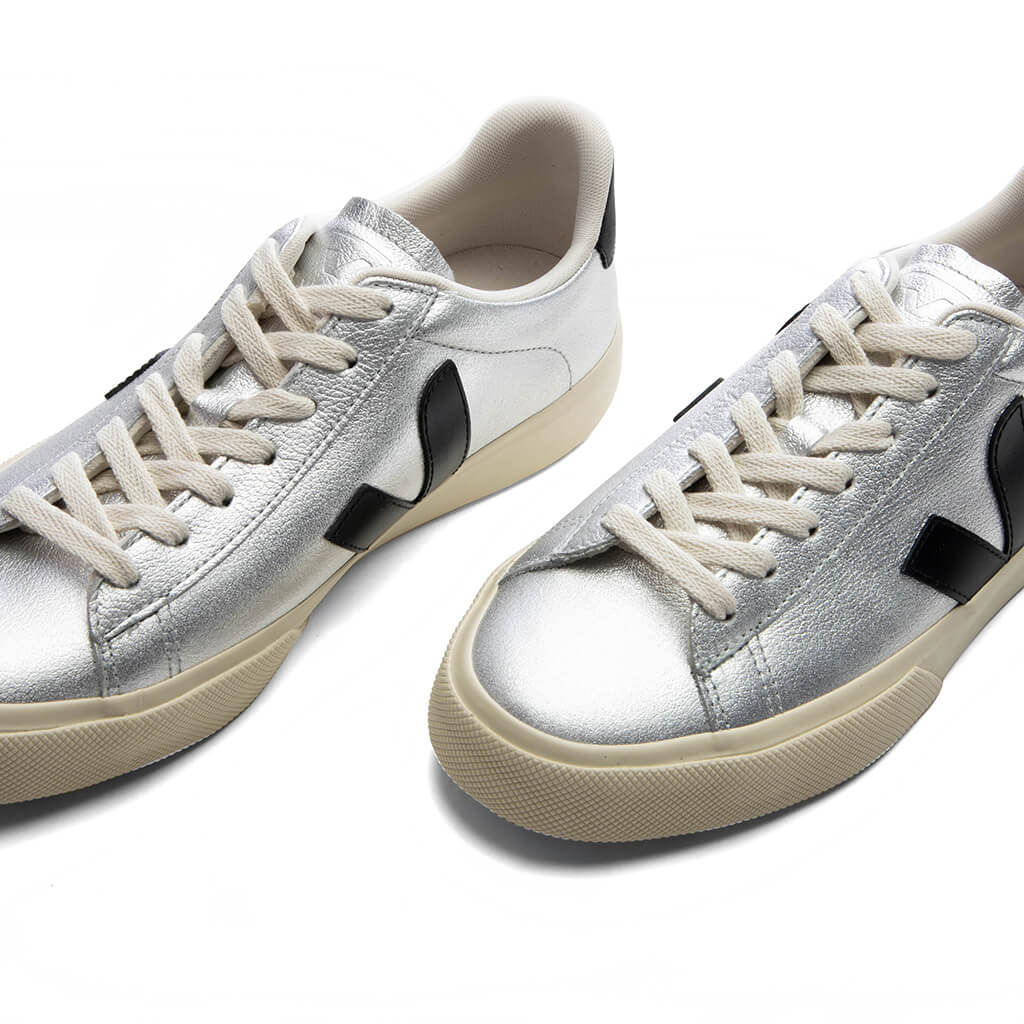 Womens Campo Leather Silver Black