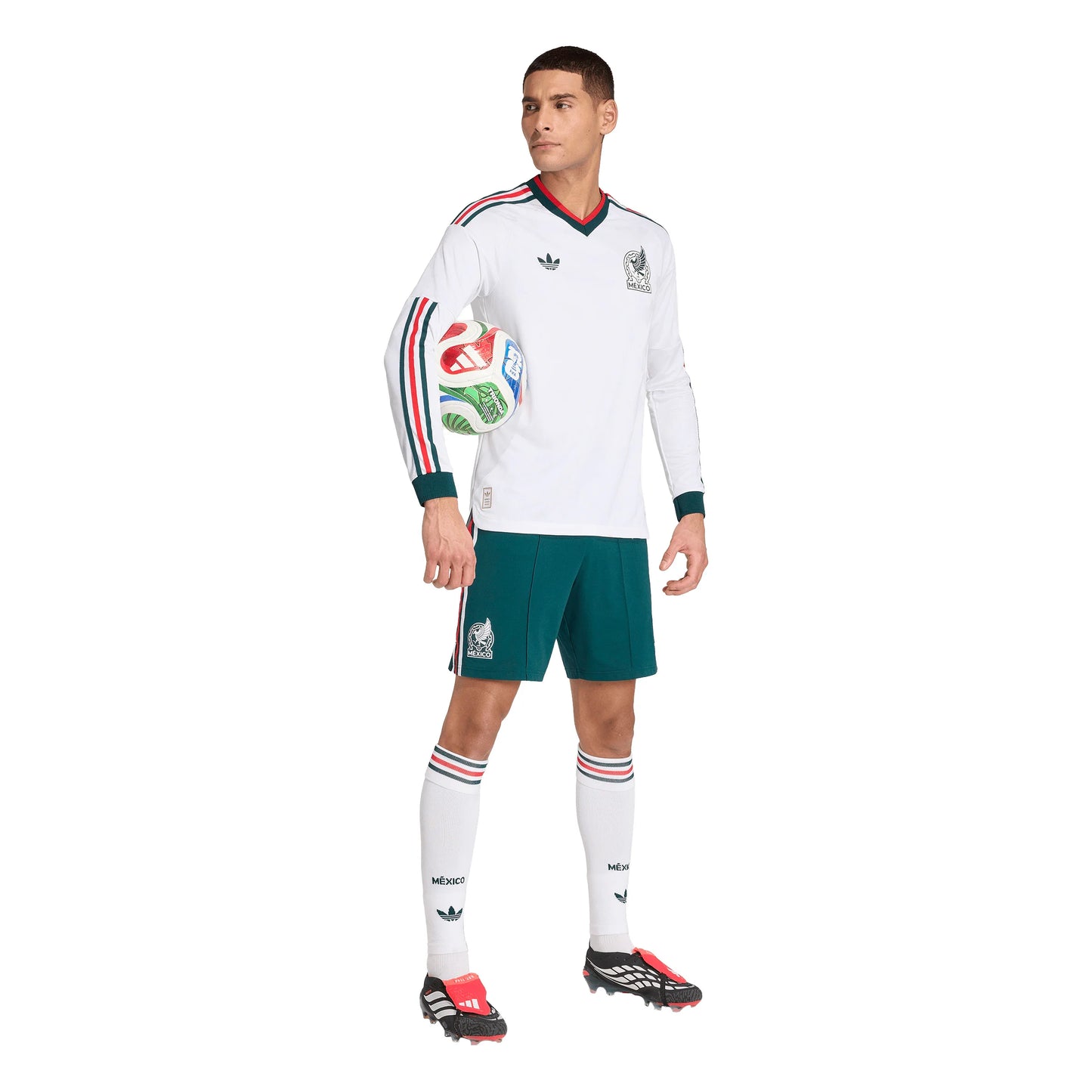 adidas Mexico Away Authentic Long Sleeve Mens Soccer Jersey 2026 White