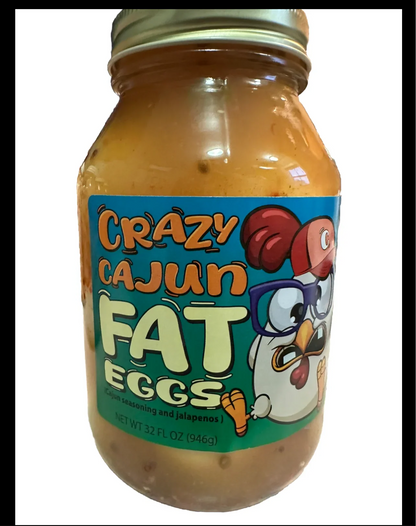 32oz Large Jar Cajun Jalapeño Spicy Pickled Eggs | Bold Cajun Spice Brined Hard Boiled Eggs Portable Spicy Savory Snack
