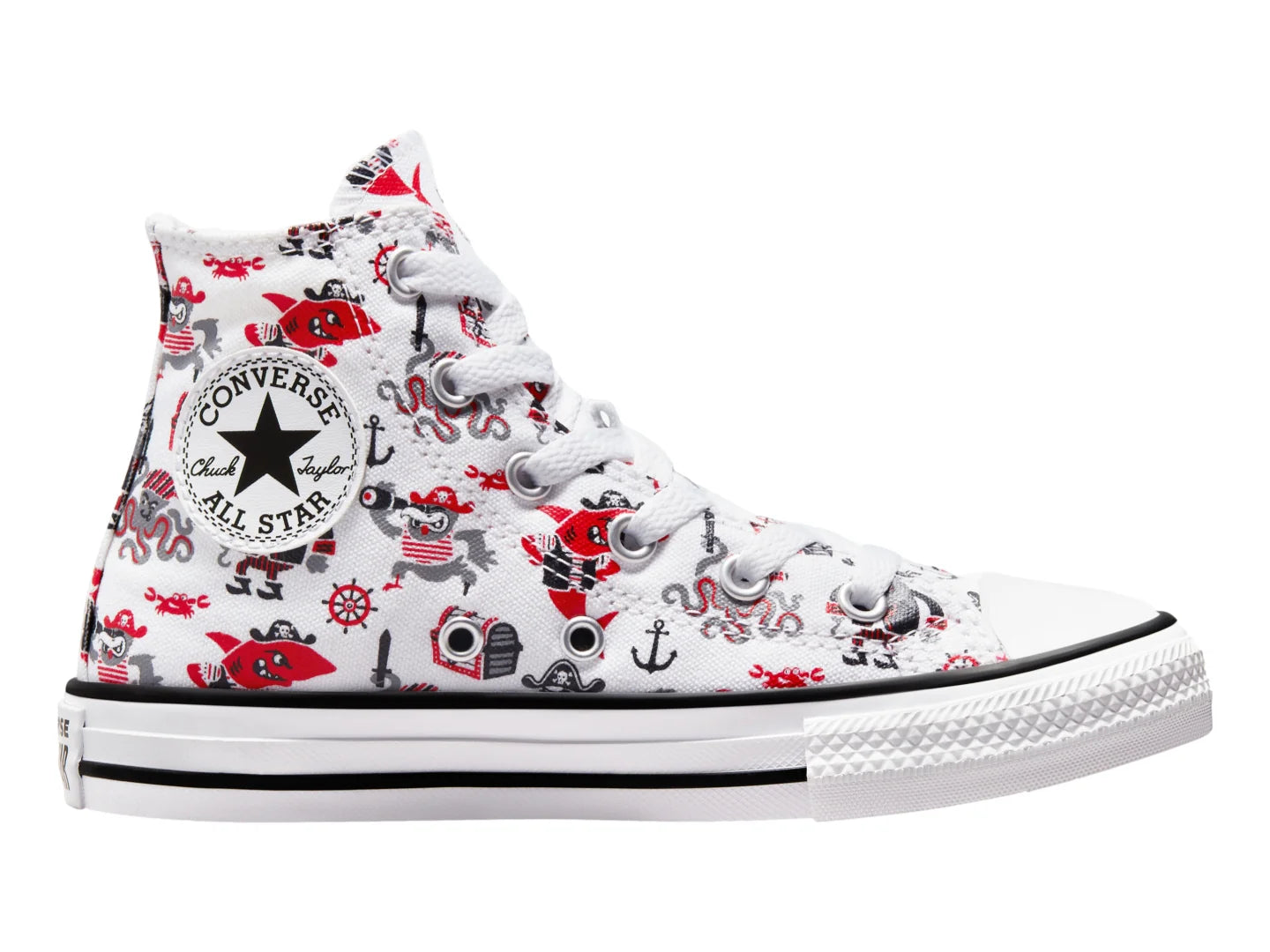 Tenis Converse Chuck Taylor All Star Hi Blanco y Rojo para Niño