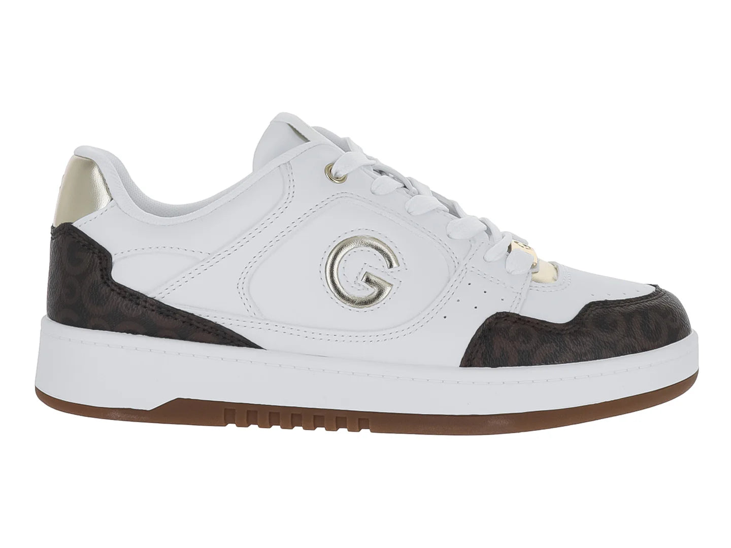 Tenis GBG Blanco Chocolate y Dorado para Mujer
