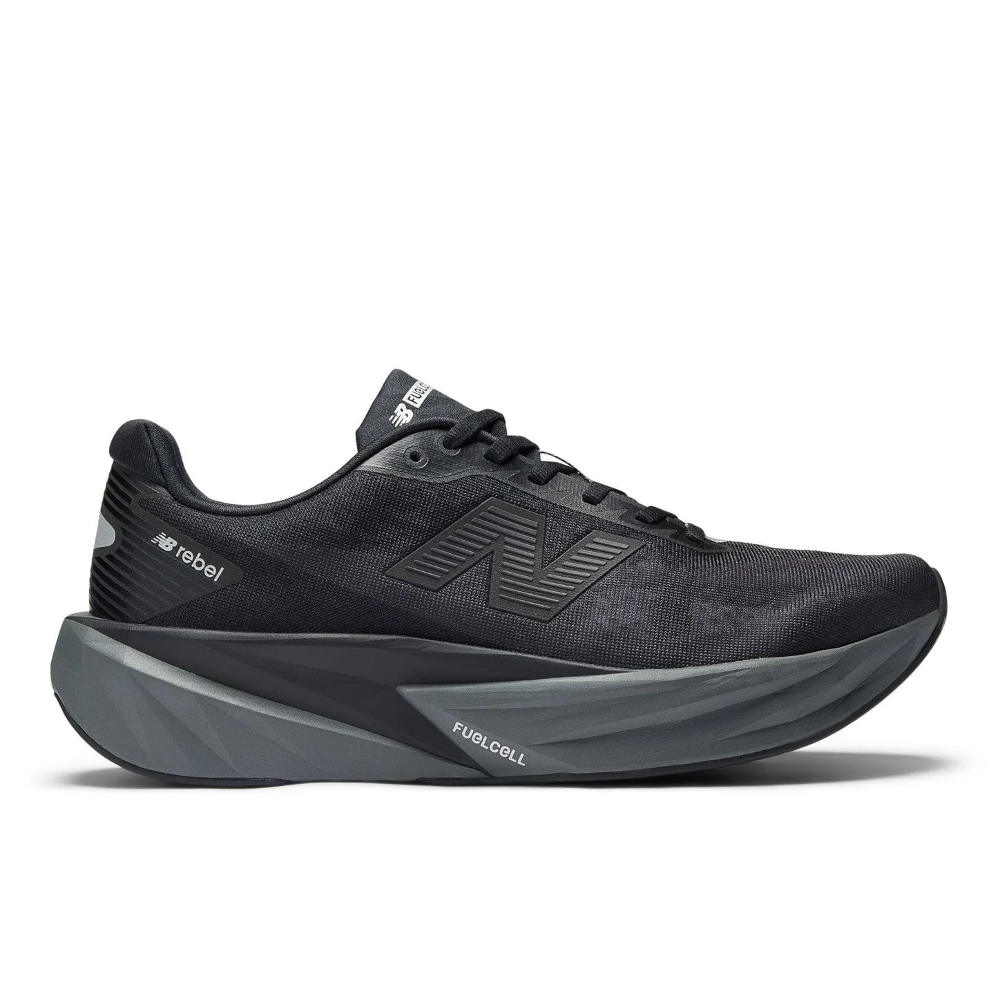 Men's FuelCell Rebel v5 in Black with Castlerock and Silver Metallic