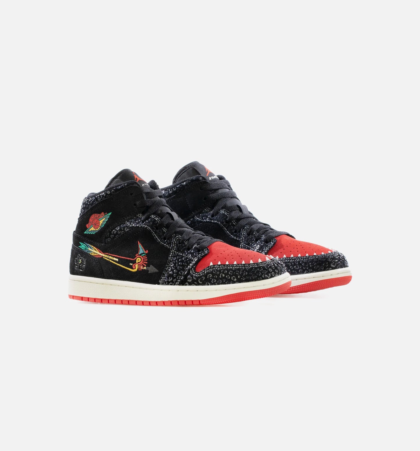 Air Jordan 1 Mid Siempre Familia Mens Lifestyle Shoe Black Sail Roma Green Chile Red