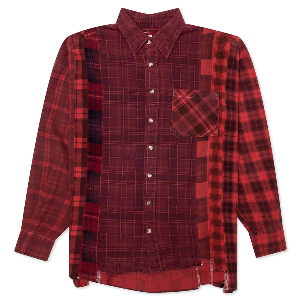 Flannel Shirt 7 Cuts Shirt Over Dye Red