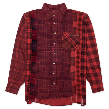Flannel Shirt 7 Cuts Shirt Over Dye Red